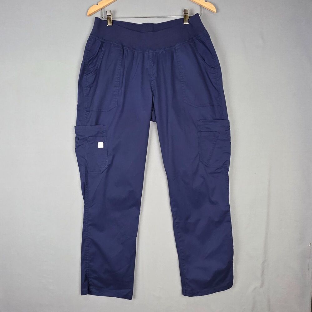 Butter Soft Stretch Women's Large Petite Scrub Pants Navy Blue Hospital Work